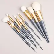 Makeup Brush Set 10 Pcs Premium Synthetic Foundation Powder Concealers Eye shadows Blush Makeup Brushes，Dark Grey