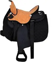 Synthetic Suede Australian Stock English Horse Saddle Tack with Horn & Saddle Pad, Size - 16" Inches Seat Available.