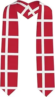 [JEJEA] Danish flag print Graduation Stole Class of 2025 Unisex Adults Graduation Sash Honor Graduation Stole for College