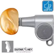 Hipshot Classic Mini Tuners LEFTY 6 in line STAGGERED Small MOON AMBER - SATIN