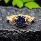 9k Solid Gold 5MM Round Shape Natural Sandstone Ring Fire Opal Promise Ring