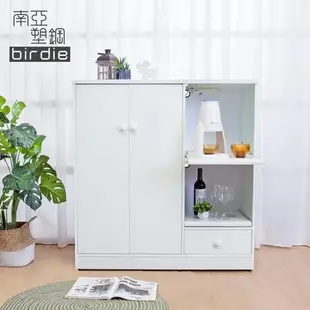 Birdie南亞塑鋼-3.6尺二門一抽二拉盤塑鋼電器櫃/收納餐櫃(白色)