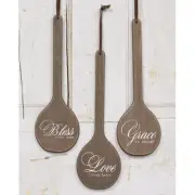Wood Spoons Lot of 3 Bless Home Grace Enough Love Lives Here NWT Country Prim