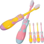 KOMBIUDA Mini Toothbrush for Boys and Girls 6pcs Set Suction Base Adorable Cartoon Piggy Design for 's Oral Care Random Color