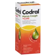 Codral Mucus Cough + Cold Oral Liquid 200mL Relieves Chesty Cough Blocked Nose