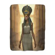 Regal Egyptian Sherpa Fleece Blanket, Cozy Throw for Home Decor