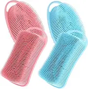 Ipetboom 2 in 1 Bath Massage Brush Cleaning Brush Soft Silicone Shampoo Massager for Body Hair Shower Scrubber