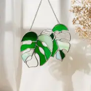 Glass Monstera Leaf, Leaves Art, Leaves Stained Glass, Glass Sun Catcher
