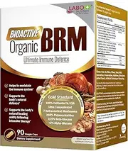 LABO Nutrition Bioactive Organic BRM - Advanced Immune Support & Maintain Natural Killer Cell Activity; 6 Therapeutic Mushrooms Lingzhi, Yunzhi, Maitake, Shiitake, Agaricus Blazei Murill & Cordyceps