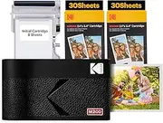 [KODAK] Mini 2 ERA 4PASS Mobile Photo Printer (5.3 x 8.6 cm) Photo Printer + 8 Sheets Included + 60-Sheet Cartridge, Black