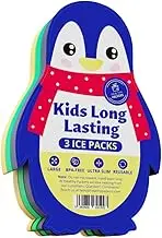 Slim Ice Packs for Lunch Boxes Kids - 3-Pack Long-Lasting Penguin Lunch Box Ice Packs for Kids - Slim Reusable Ice Packs for Lunch Boxes, Lunch Bags, and Coolers - Multicolored (Penguins)