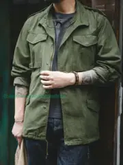 Jackets Men Army Green Denim Jacket Military Windbreaker Solid Coat Clothes