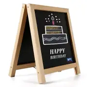 Tabletop Double-Sided Mini A Board with Erasable Chalkboard Ad Frame Wood 12x14