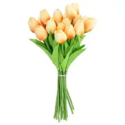 20pcs Tulips Artificial Flowers, Faux Flowers Fake Tulip Stems(Champagne)