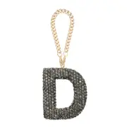 Bling Car Letter Charm Initial D Letter Hanging Ornaments for Bag Gray