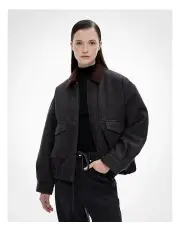 [Witchery] Contrast Bomber Jacket in Charcoal