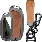 KUNIO Car Key Case Suitable for BMW X7 X1 U11 iX ix1 Tourer U06 X6 XM 7 Series G07 I7 2023 Protective Metal Leather Key Cover Key Case Key Case Key Case Key Ring A Brown