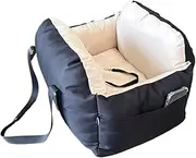 Small/Medium Dog Booster Car Seat Cushion Bed with Safety Belt Removable and Washable Pet Car Nest for Puppy Cats Travel Carrier(Black)