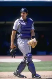 Catcher Jorge Fabregas of the Arizona Diamondbacks in action 1998 Old Photo 1