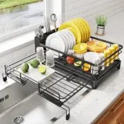 Dish Drying Rack - Extendable Dish Rack, Large Sink Drying Dish Drainer for Kitc