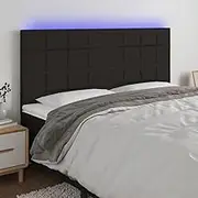 Bed Headboard LED, Beds Head Frame LED Headboard Black 200 cm Fabric