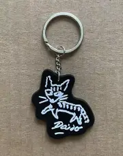 Original! Daido Moriyama hand-drawn illustration D-cat rubber key chain, Japan