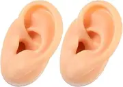 WRITWAA 2Pcs Silicone Ear Models for Earring Display Realistic Fake Ear Molds for Accessories Ear Cleaning Practice Acupuncture Training Durable Reusable