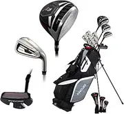 Top Line Men's Right Handed M5 Golf Club Set, Set Includes Driver, Wood, Hybrid, 5, 6, 7, 8, 9, PW Stainless Steel Irons with True Temper Steel Shaft, Putter, Deluxe Stand Bag & 3 Headcovers