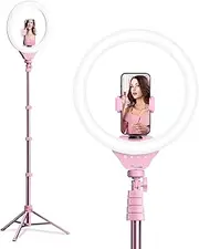 12'' Selfie Light with Phone Tripod (Pink)