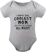 [WOOYONGING] I Have The Coolest Mom Baby Cotton Romper Short Sleeve Unixex Baby Clothing White Baby Girl Outfits Newborn
