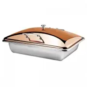 Athena Chafing Dish 1/1 Stainless Steel Induction & Fuel Heated Gold Rose Lid