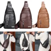 Mens Leather Chest Sling Bag Shoulder Crossbody Small Backpack Satchel Daypack