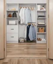 BASEL WALK IN WARDROBE KIT - WHITE - VJ PANEL - OVAL BLACK