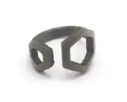 Hexagonal Frames Adjustable Ring Antique Bronze plated brass (6US -8US size 4349
