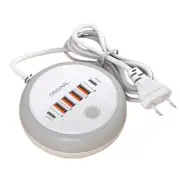 50W 6-Port USB PD Charger 4USB-A+2USB-C PD Fast Charging Power Strip with Touch Light EU Plug US Plug for iPhone 16 16Pr