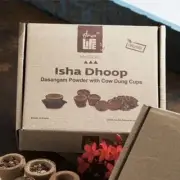 Isha Life Handmade dasangam/dhoop powder with cow dung cups ( 12 pcs )