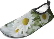 [BTCOWZRV] Water Shoes for Women Men Daisies Flower Water Sports Shoes Slip-on Breathable Lightweight Athletic Aqua Sock