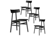 Claire Dining Chair Set of 4 Solid Oak Wood Timber Seat Furniture - Black