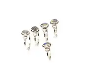 WHOLESALE 5PC 925 SOLID STERLING SILVER WHITE RAINBOW MOONSTONE RING LOT J830