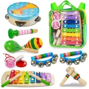 Kids Musical Instruments Wooden Musical Toys Set for Toddlers with Xylophone ...