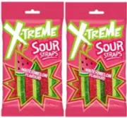 918465 2 X 160G PACKET X-TREME SOUR WATEREMELON FLAVOURED STRAPS SUPER SOUR