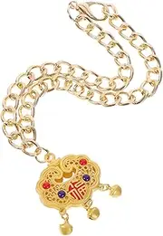 PERSELOSO Pet Jewelry Necklace Longevity Lock Pendant and Bell Adjustable Metal Collar for Cats and Dogs for Festive Occasions and Holiday Celebrations