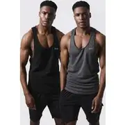 Mens Multi Man Active Gym 2 Pack Gym Regular Fit Racer Vests
