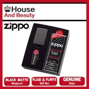 NEW Zippo 218 Black Matte Lighter with 118ml Fluids & Flints Gift Boxed Genuine