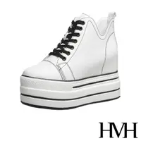 在飛比找momo購物網優惠-【HMH】經典撞色車線V口時尚厚底內增高休閒鞋(白)