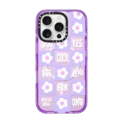 iPhone 16 Pro Impact Case MagSafe Compatible Lilac Flower Checker