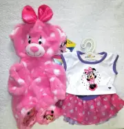 Build a Bear Disney Polka Dot Pink Minnie Mouse UNSTUFFED Teddy Signature Dress