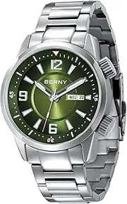 [BERNY] Dive Watch for Men Automatic Mechanical Wristwatch with Screw-Down Crown 20ATM Waterproof HV600 Hardness Sapphire Glass Silicone Band Super Luminous Mens Watches
