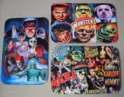 3 Lot Universal Monsters 23" x 15" Doormat Rugs Creature Dracula Wolfman Mummy