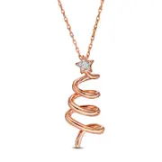Natural Diamond Accent Abstract Christmas Tree Pendant in 10K Rose Gold
